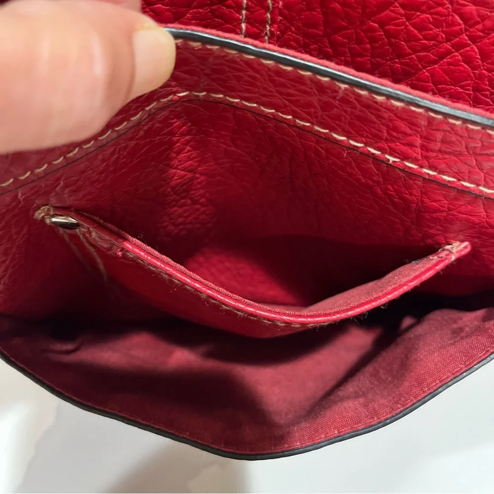 Rosetti Red Faux Pebble Leather Adjustable Crossbody with Multiple Pockets EUC